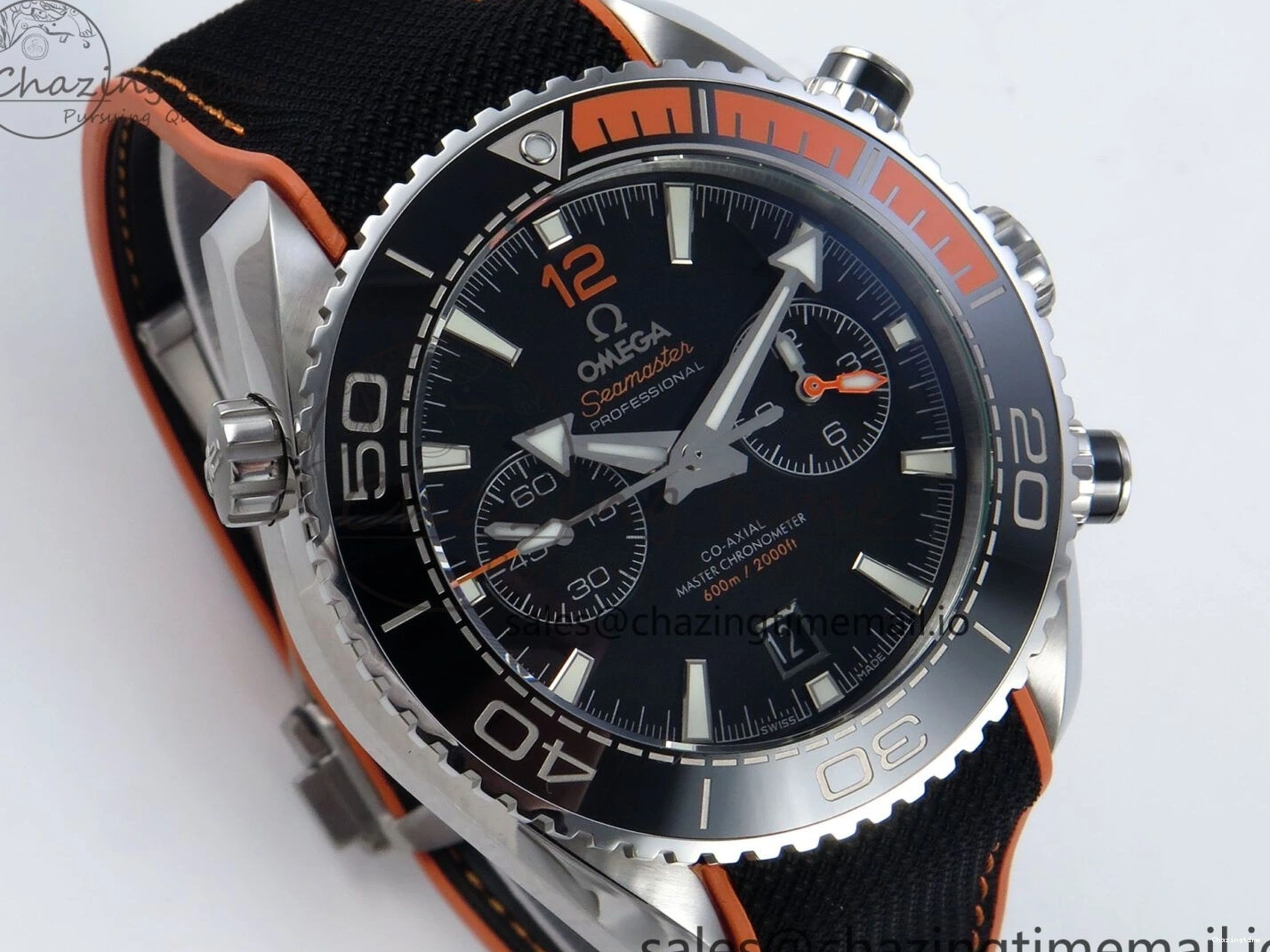 0112 Planet Ocean Master Chronometer 600M 45.5mm SS SCF 1:1 Best Edition Black Orange Bezel Black Dial on Black Rubber Strap A9900 Super Clone ModernLook 7667